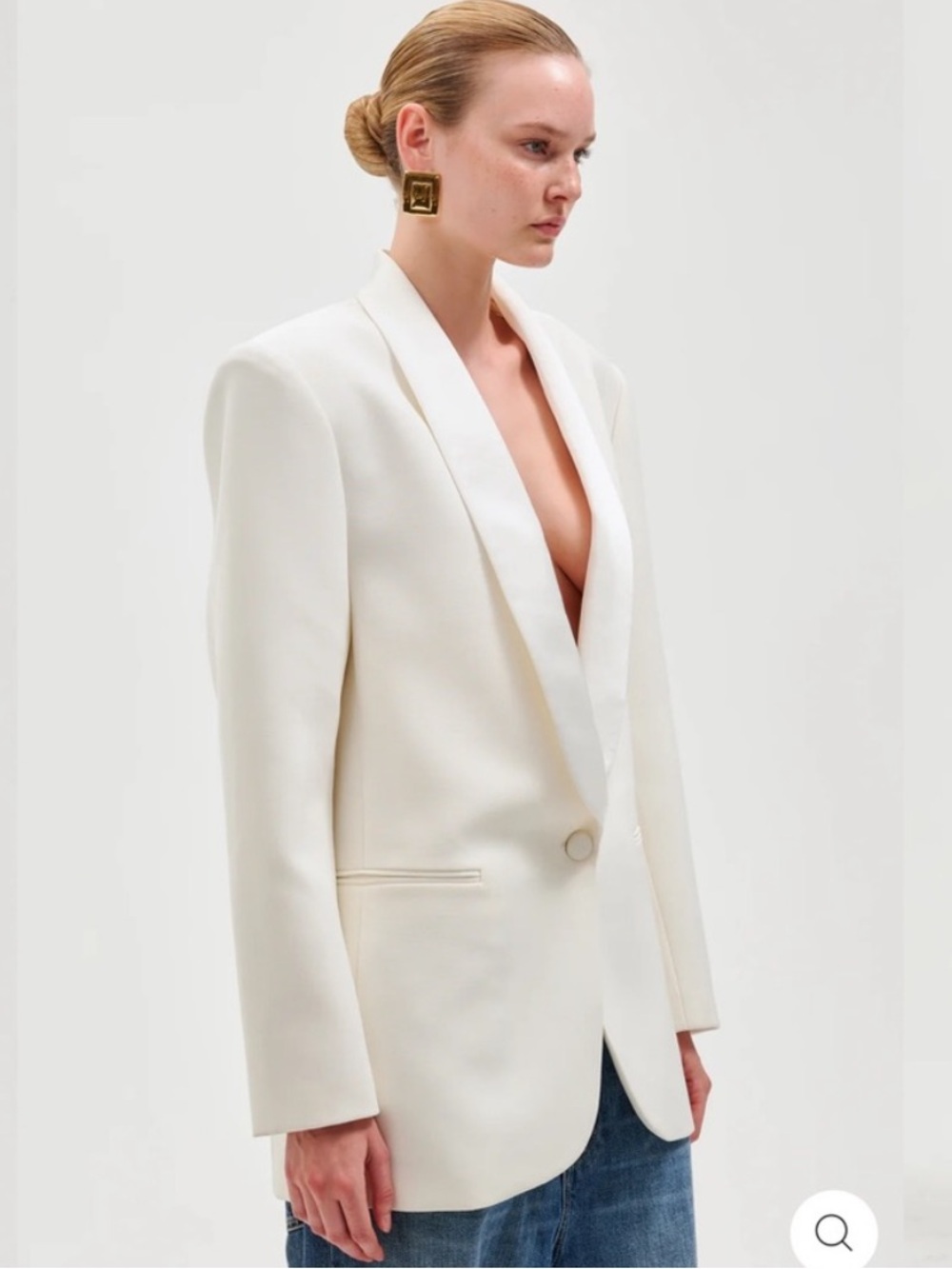 Ronny Kobo Collection Ivory Satin-Trim Blazer - Picture 2 of 5